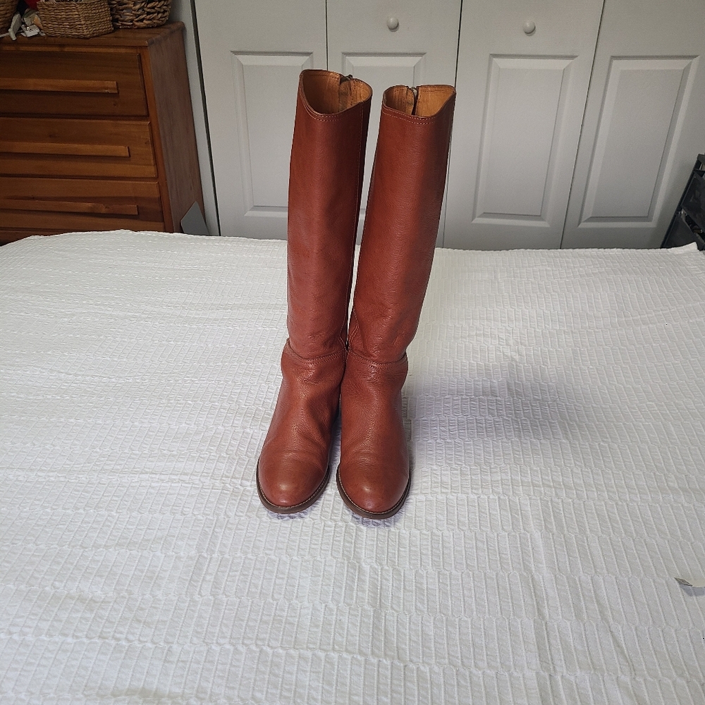 Madewell Sidney Women's Classic Knee High Tall Brown Leather Riding Boots Sz 9 - Picture 5 of 14